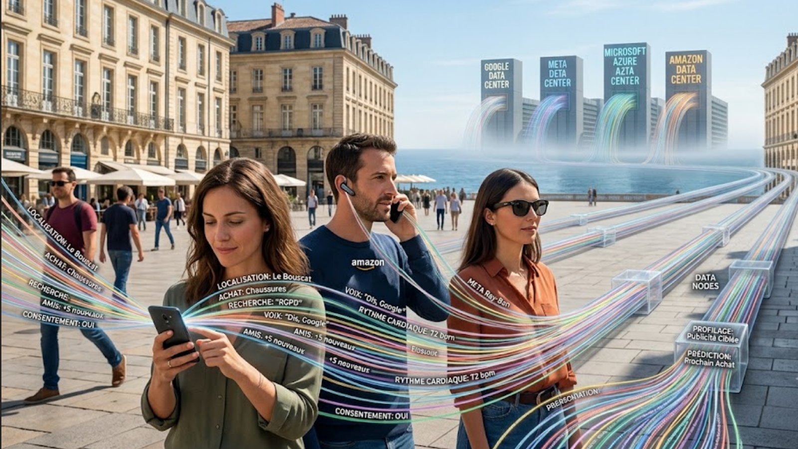Silhouette derrière un rideau entrouvert, symbole de la vie privée en ligne et de la surveillance des données personnelles